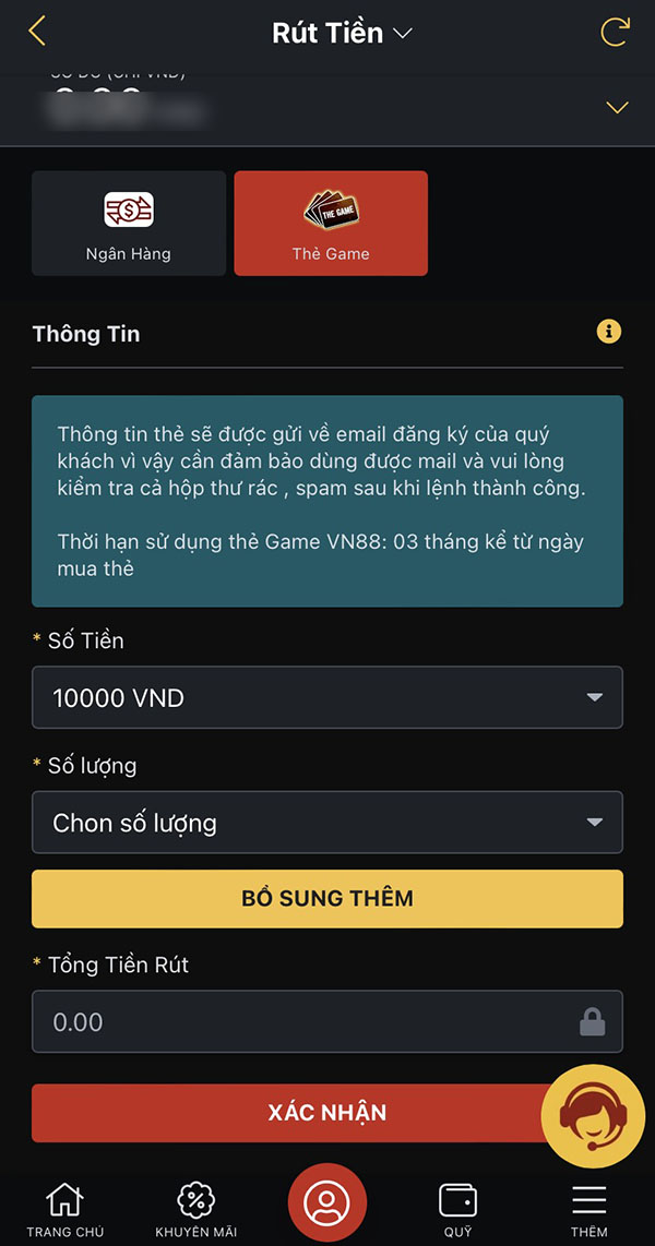 Cách rút tiền VN88