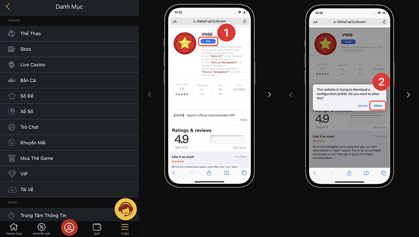 Cách tải ứng dụng Vn88 cho điện thoại IOS